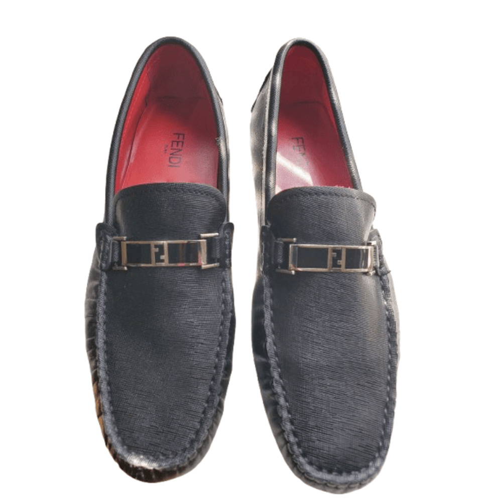 Fendi men's black logo loafers size EU 45